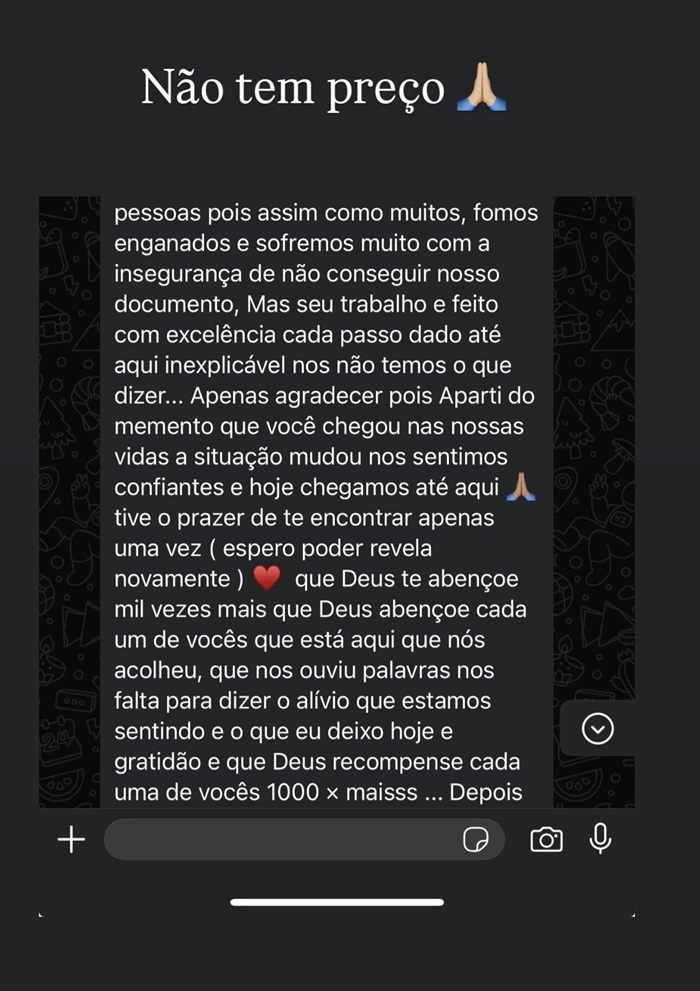Mensagem de cliente